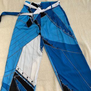 J Crew 100% Polyester Blue Print Lounge Pants